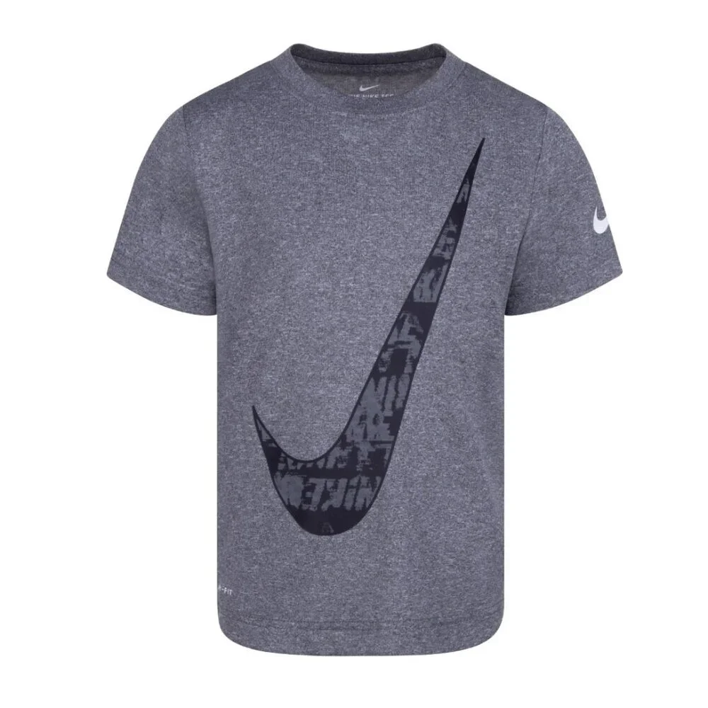 Nike Boys Swoosh Logo Lightweight Dri-FIT Short Sleeve Tee Gray XS 3Y 4Y
